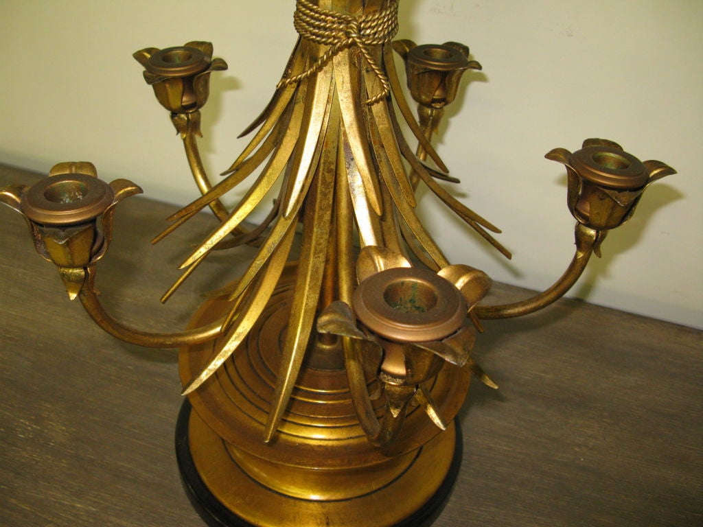 Mid-20th Century Large Gilded Metal Table Lamp