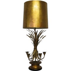 Large Gilded Metal Table Lamp