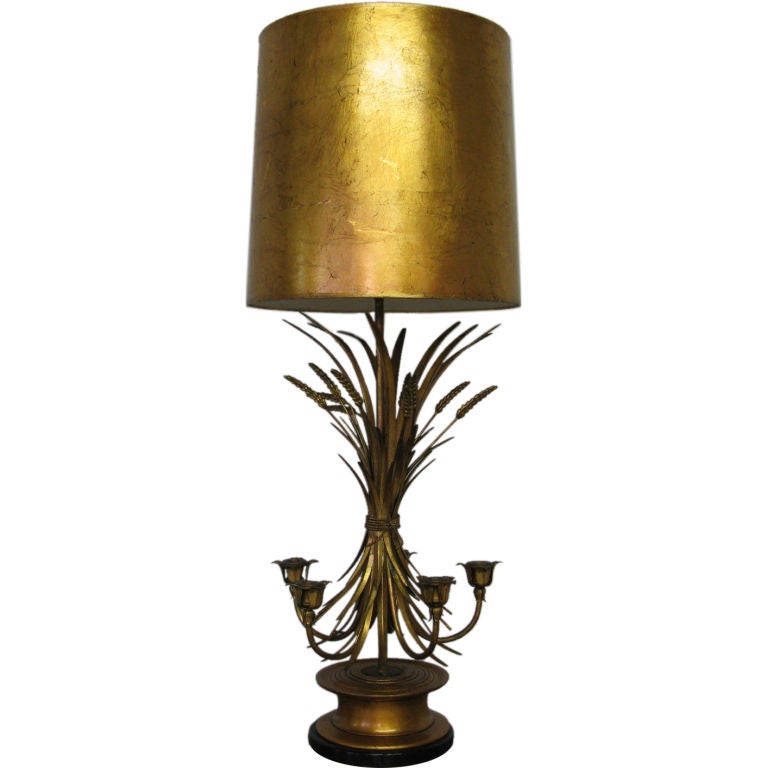 Large Gilded Metal Table Lamp