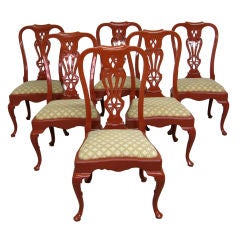 Six Lacquered Queen Ann Style Dining Chairs