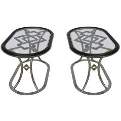 Pair of Glass Top Side Tables by J.Vesey(attr)