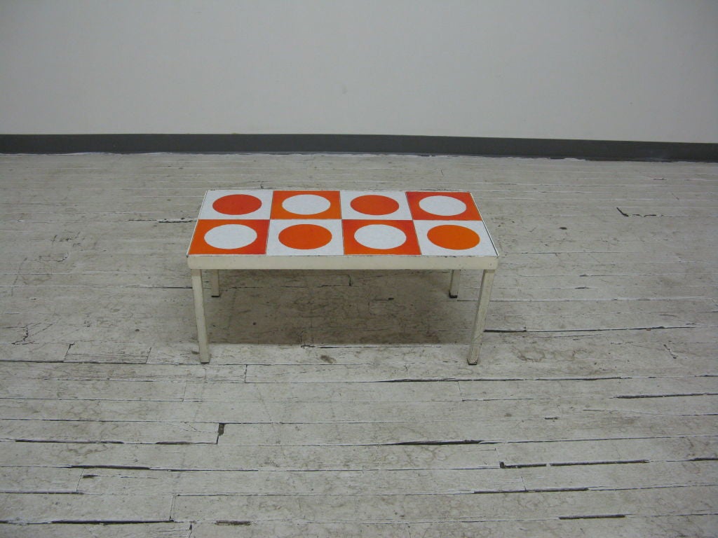 Italian Mid-Century Tile Top Cocktail Table