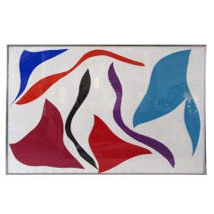 Vintage Color Abstract Lithograph by R.Parker