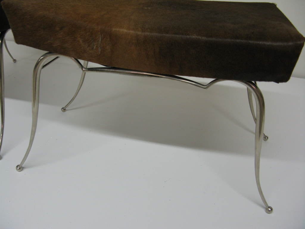 Late 20th Century Pair of French Metal Benches