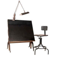 Vintage Drafting Table and Chairs