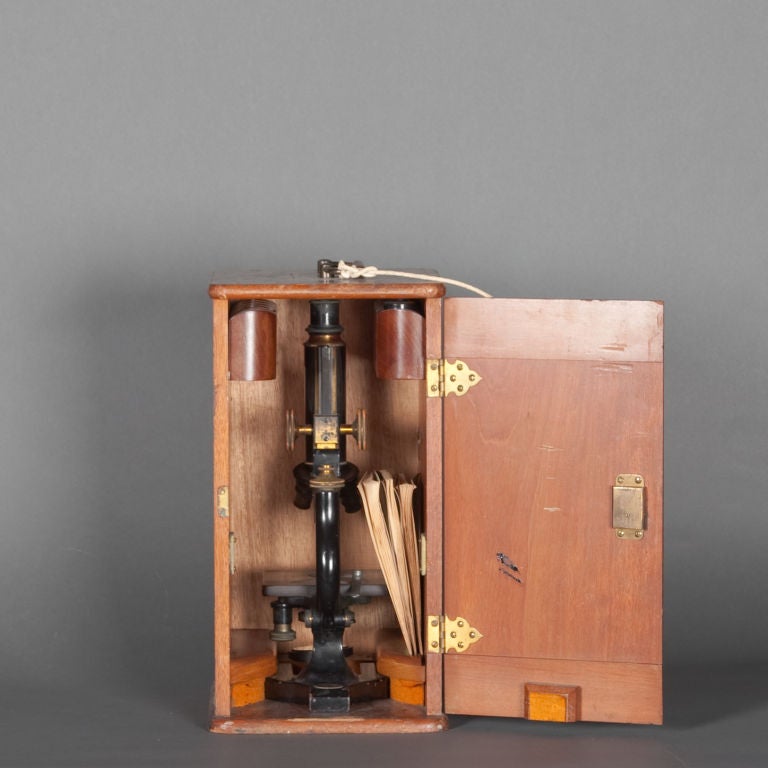 Number 65 in the series of Spencer Lens microscopes, this particular model was offered for elementary and general lab work. Although one of the slide clips is missing, it is still fully functional. Microscope finished in alcohol-proof black enamel.