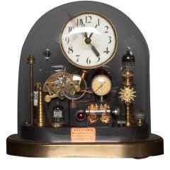 Antique Steam Punk Clock In Glass Dome