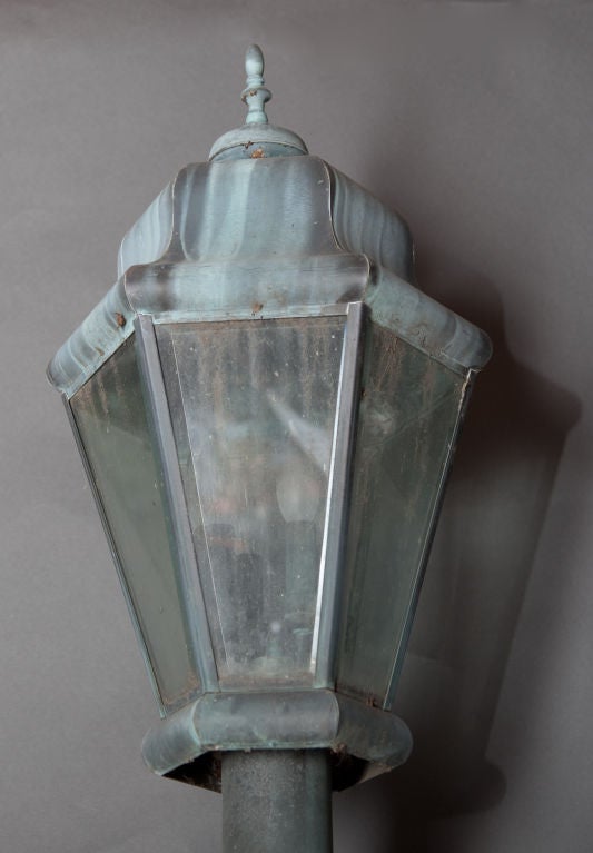 Pair of Street Lights with Mediterranean Lantern Post Mount