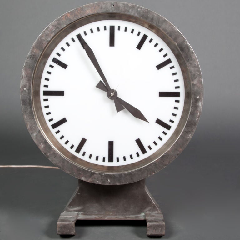 This authentic train station clock, once used by passengers in train stations, is a nostalgic reminder from the classic and stylish days of travel. This double sided, illuminated beauty, is fully operational.