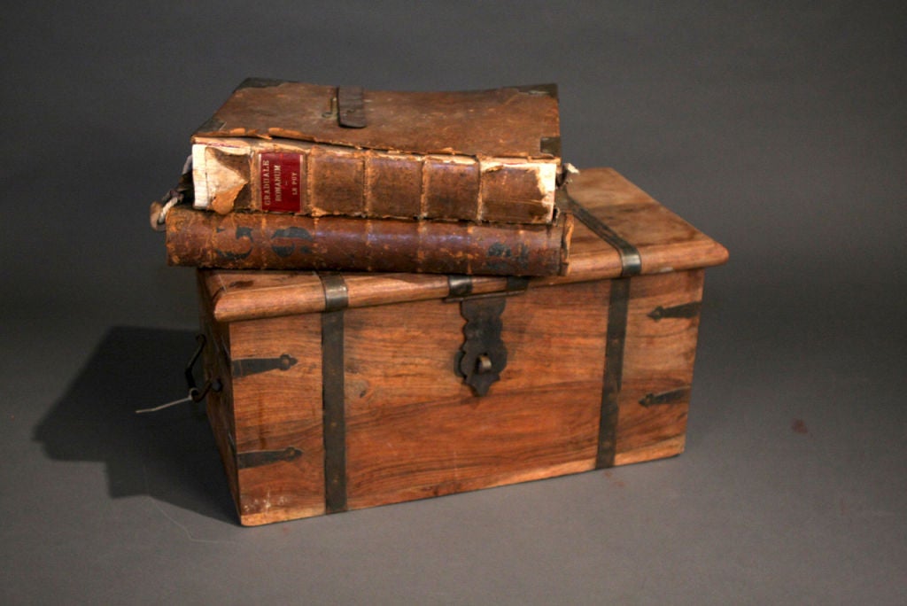 French Antique Wooden Trunk