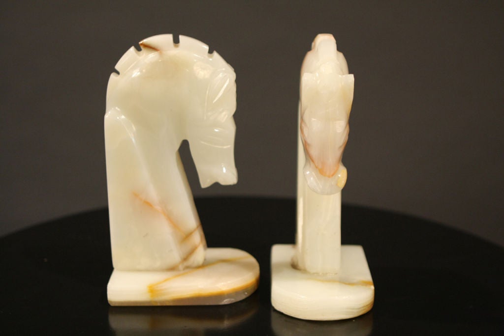 vintage marble horse head bookends