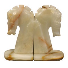 Vintage Onyx Marble Horse Head Bookends