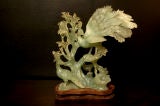 Hand Carved Jade Peacock Sculpture