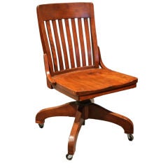 Pivoting Oak Desk/ office hair on wheels