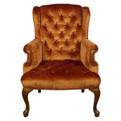 Small velvet wingback chair
