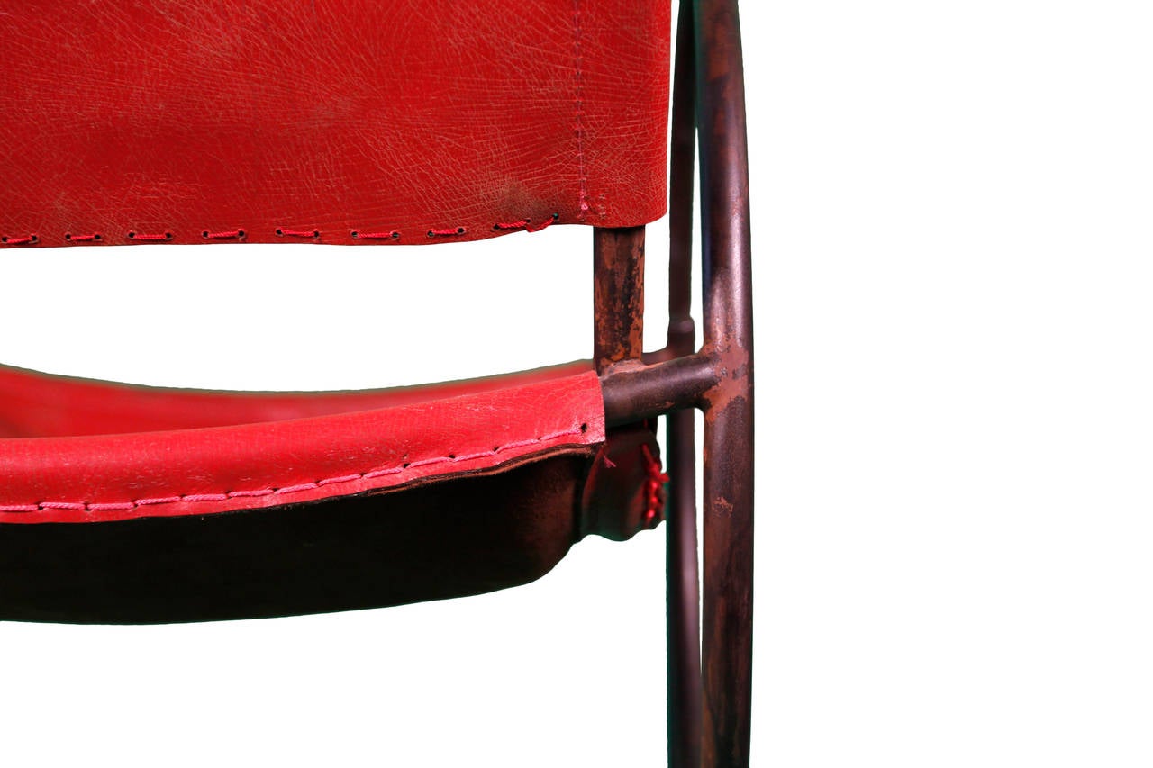Industrial Red Cowhide Leather Lasso Chairs by voila!