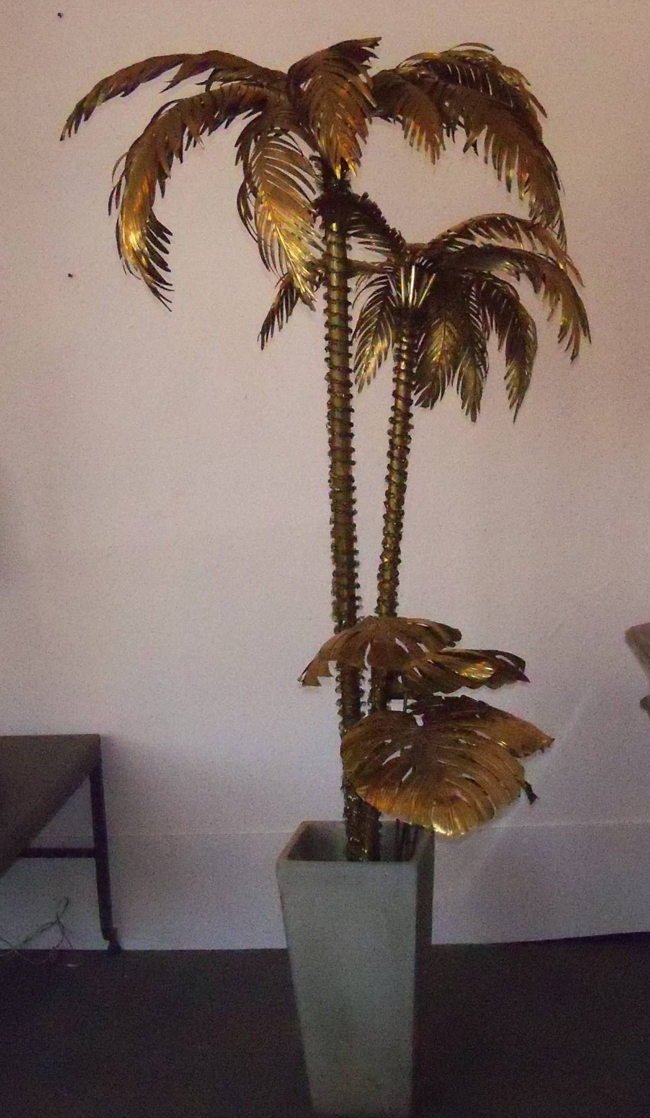 Brass Early 20th Century Maison Jansen Palm Tree Sculpture
