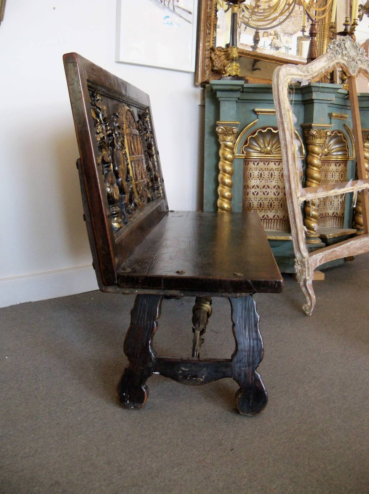 19th Century Italian Bench In Good Condition For Sale In New Orleans, LA