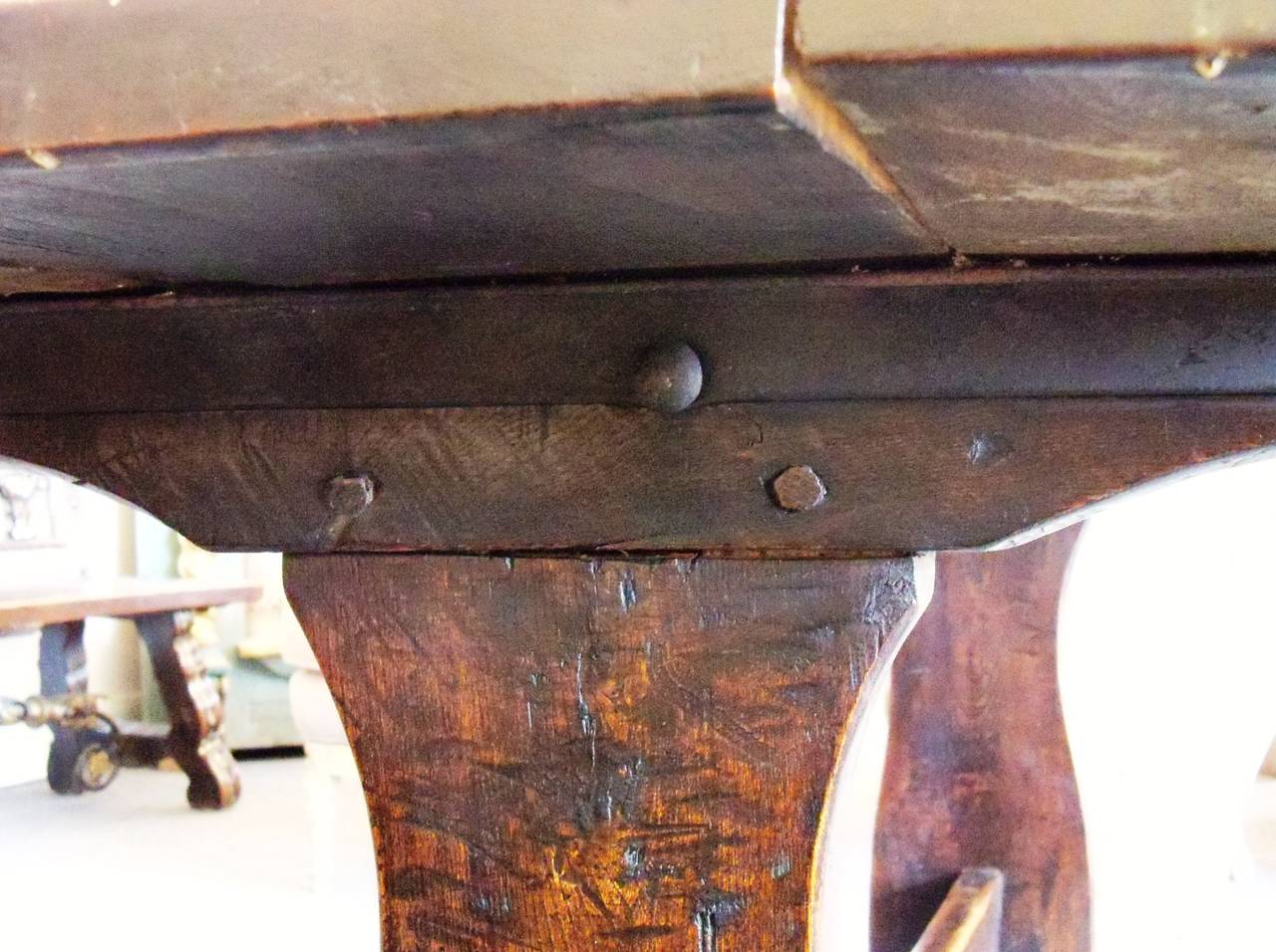 19th Century Italian Walnut Trestle Table In Good Condition For Sale In New Orleans, LA