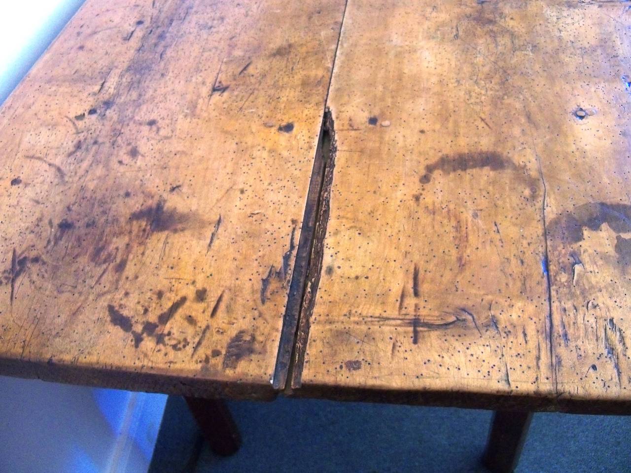 19th Century Italian Wood Three-Drawer Console Table Raised on Chamfered Legs
