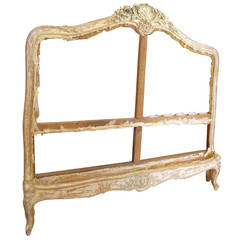 Early 20th Century Louis XV Style Distressed Carved Painted Oakwood Bed