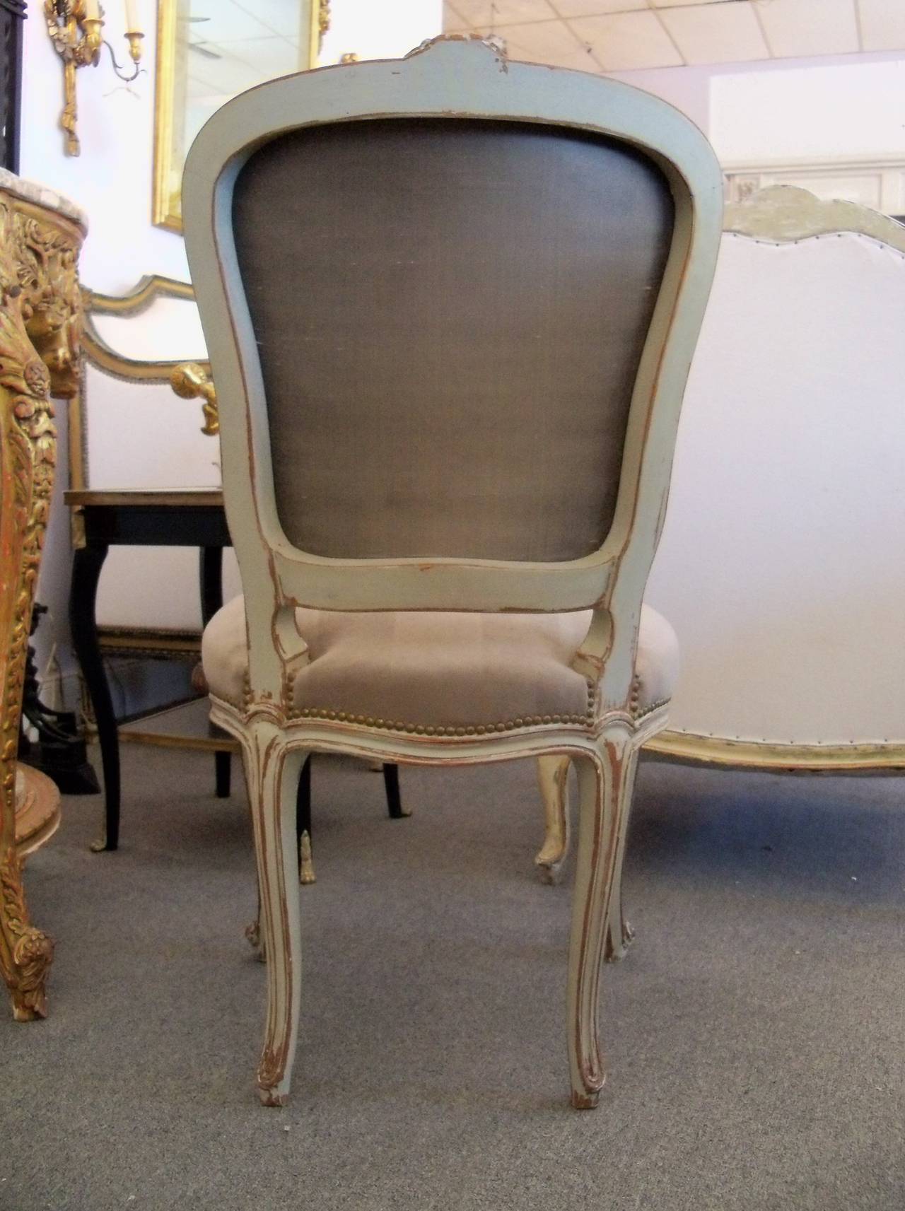 Velvet Set of 12 Louis XV Style Dining Chairs