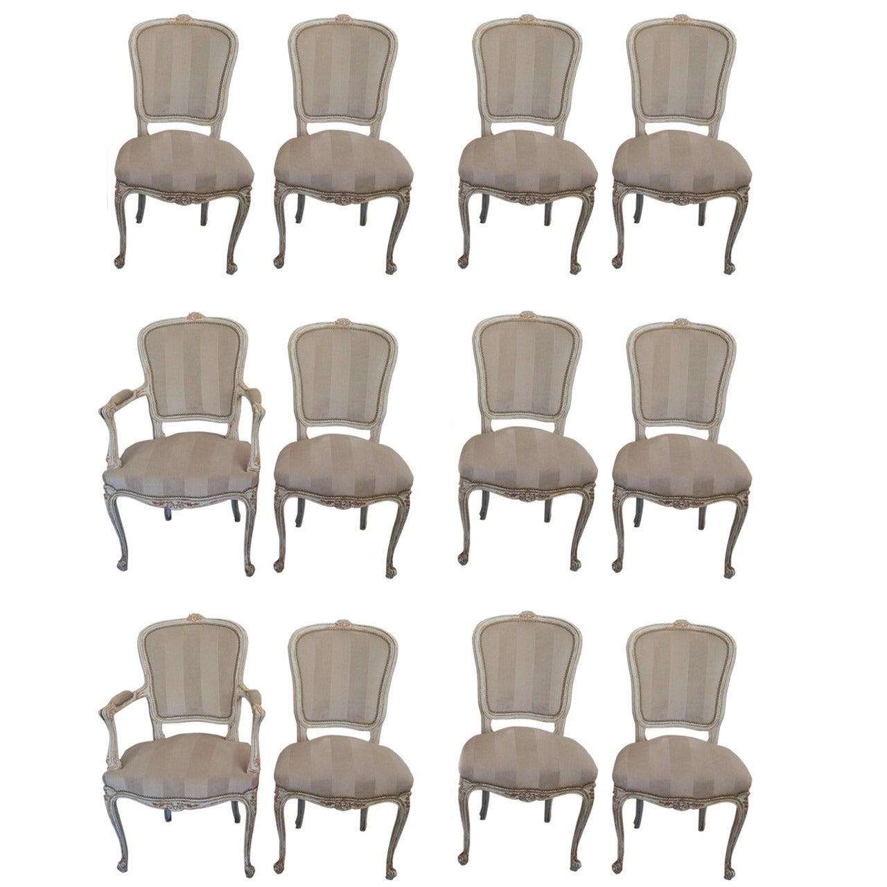 Set of 12 Louis XV Style Dining Chairs