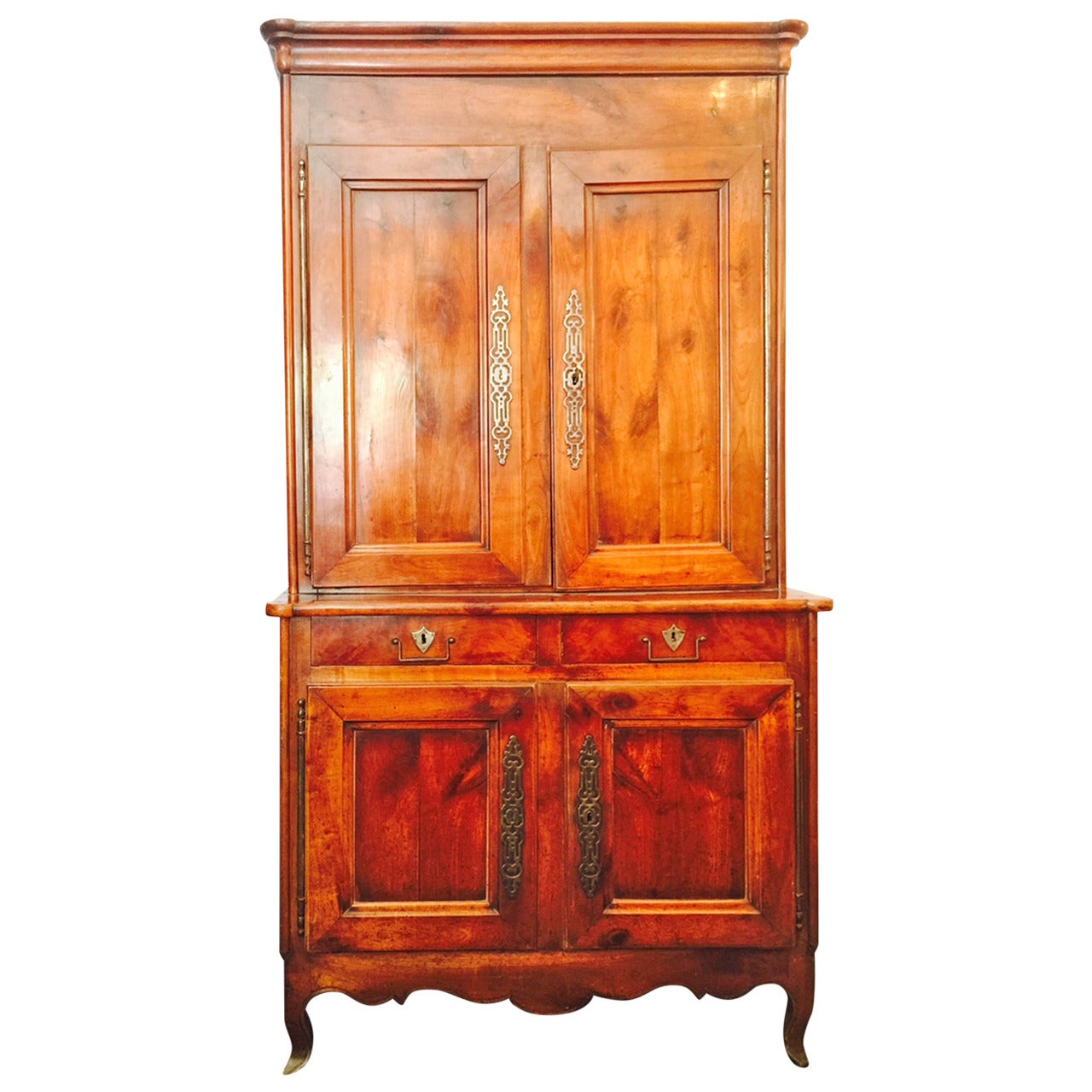 19th Century Provincial Directoire Style Cherrywood Buffet a Deux Corps For Sale