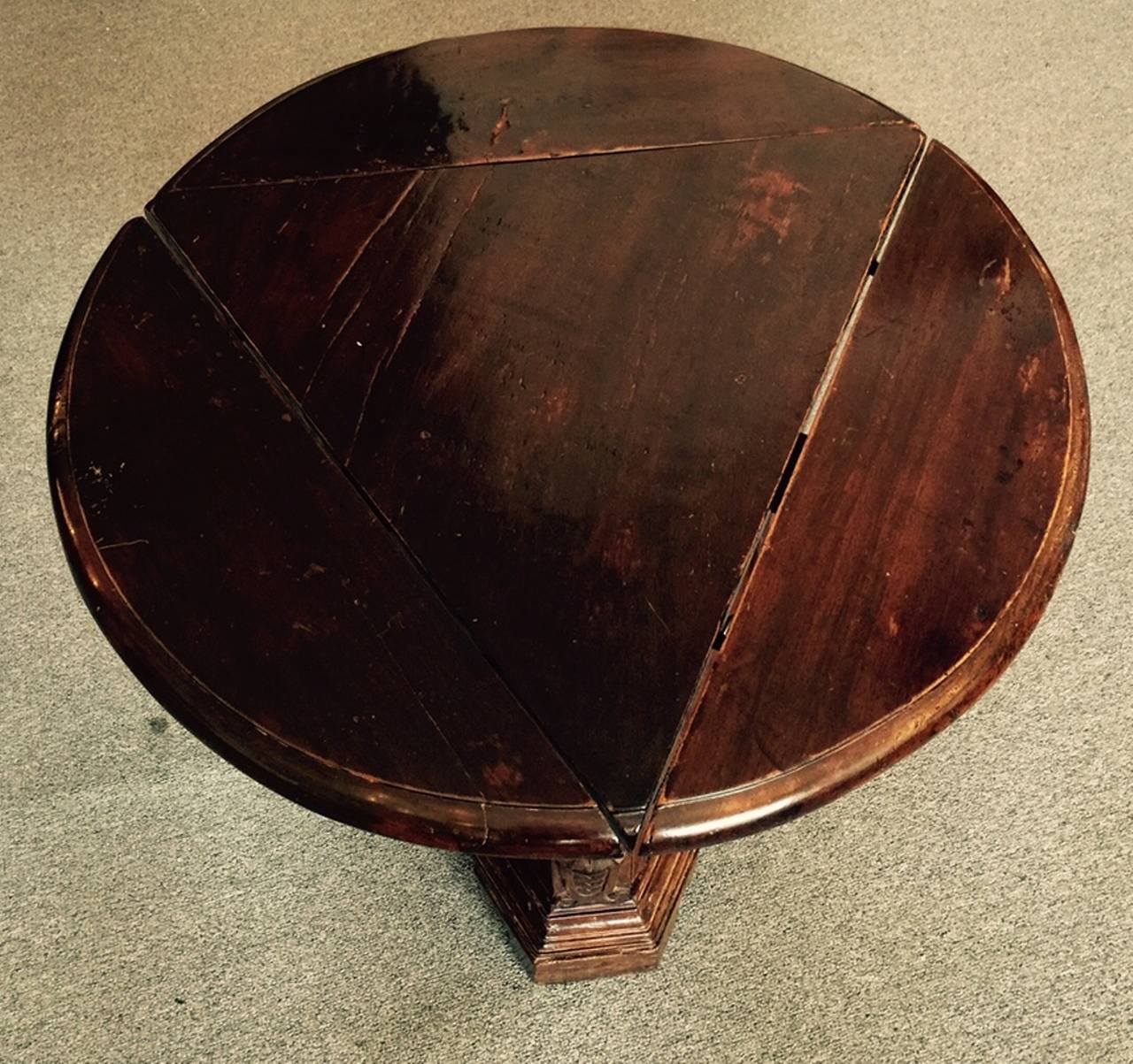 Stained 18th Century Italian Small Walnut Drop-Leaf Side Table