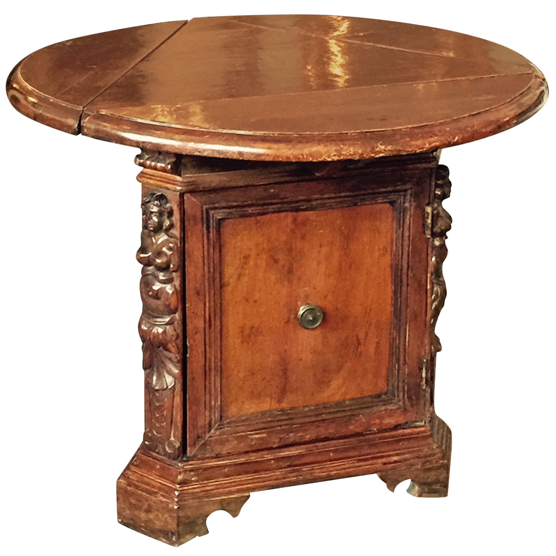 18th Century Italian Small Walnut Drop-Leaf Side Table