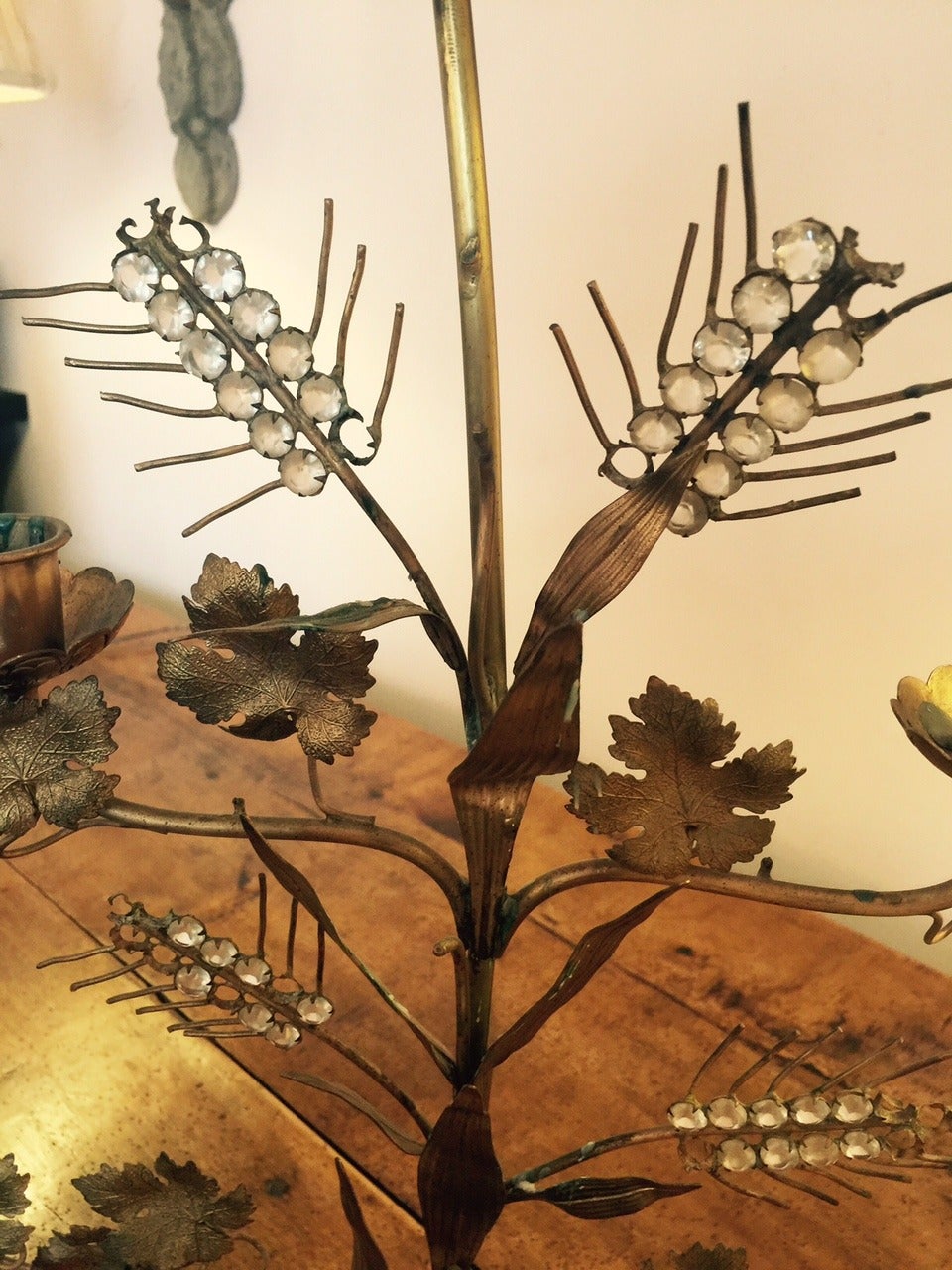 Pair of 19th Century Five-Light Gilt Bronze Candelabra with Wheat Shaft Motif