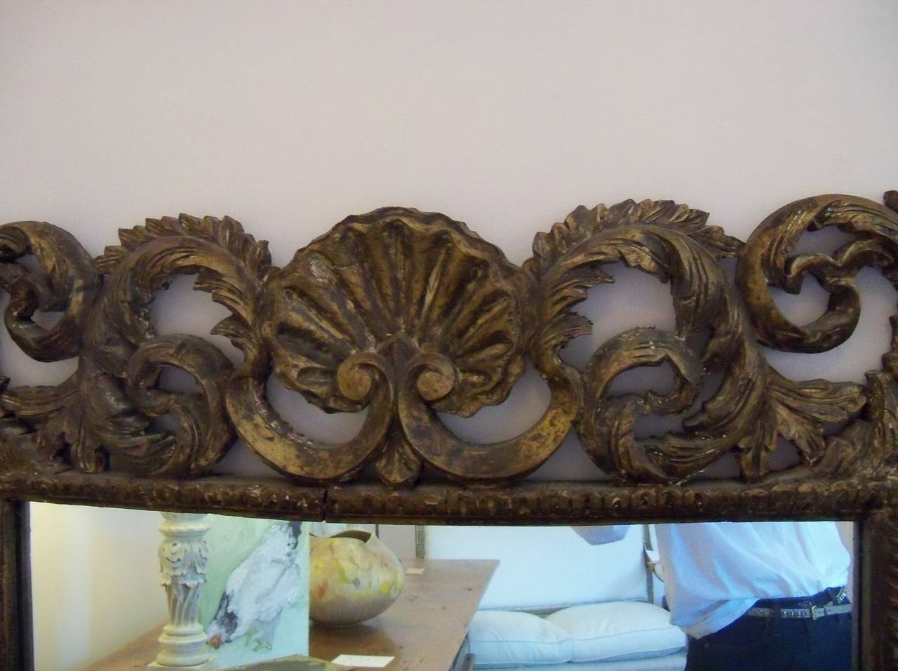 Pair of Large 20th Century Rococo Revival Style Carved Wood European Mirrors For Sale 6
