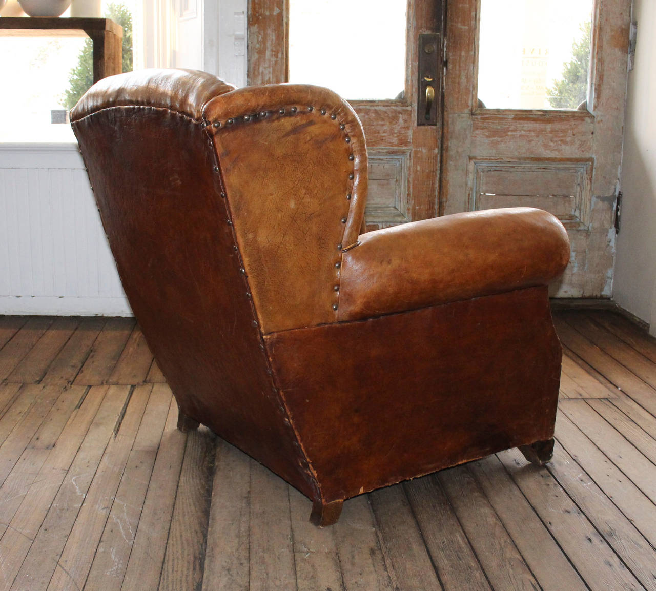 Vintage Pair of French Leather Club Chairs 1