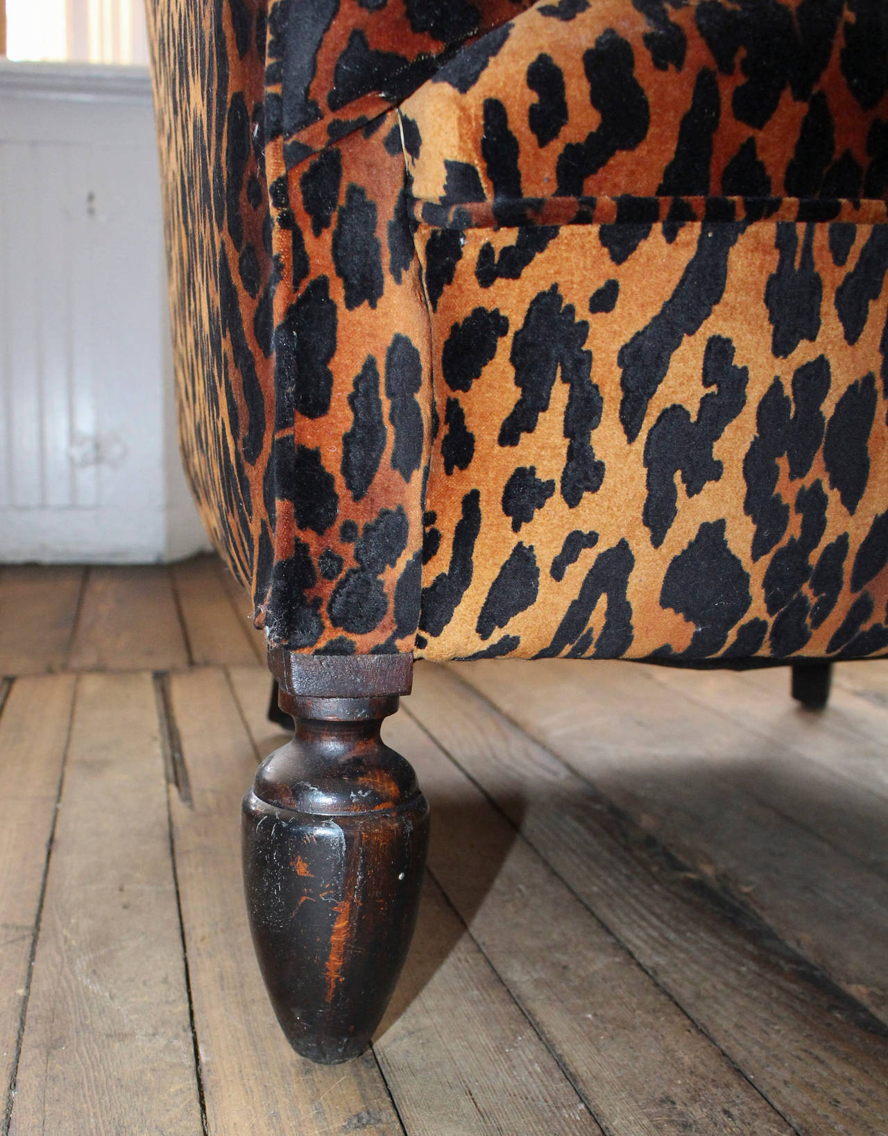 Vintage French Pair of Leopard Club Chairs with Ottoman at 1stdibs