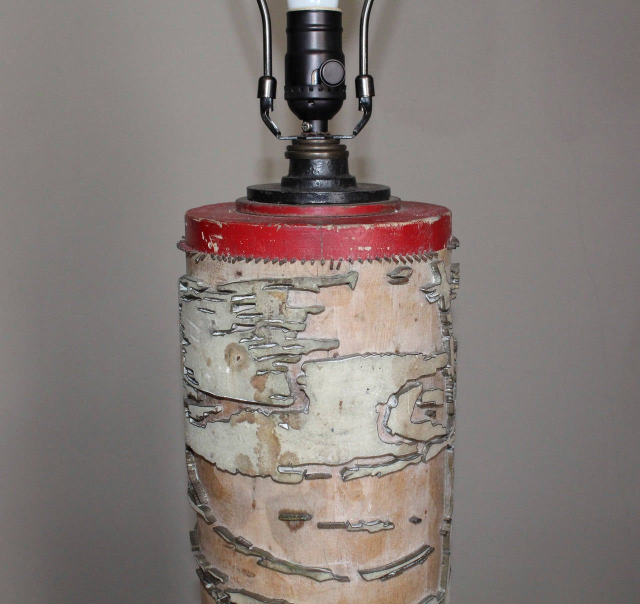 Vintage Wallpaper Roller Lamp In Good Condition In New Preston, CT