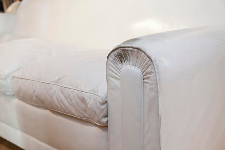 Deco-style White Leather Sofa 2