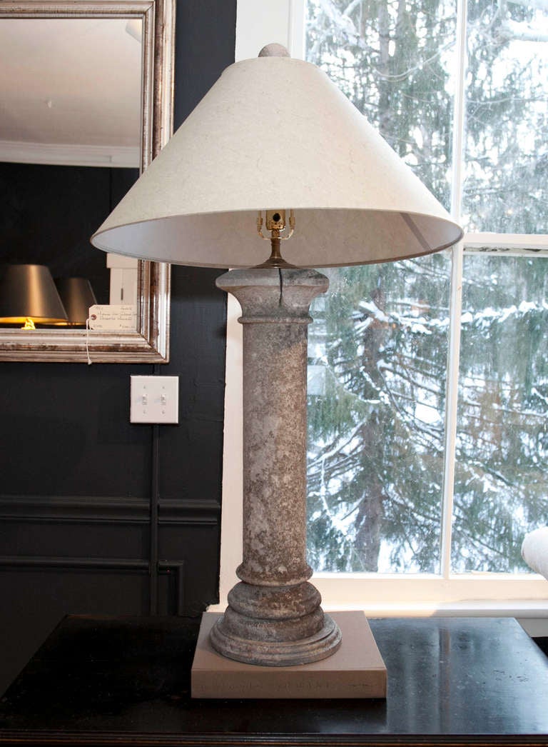 American Pair of Concrete Pilaster Lamps For Sale