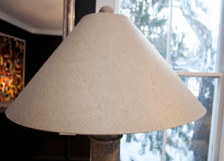 Pair of Concrete Pilaster Lamps In Good Condition For Sale In New Preston, CT