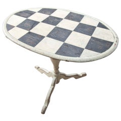 Antique Tilt-top Checkerboard Painted Table