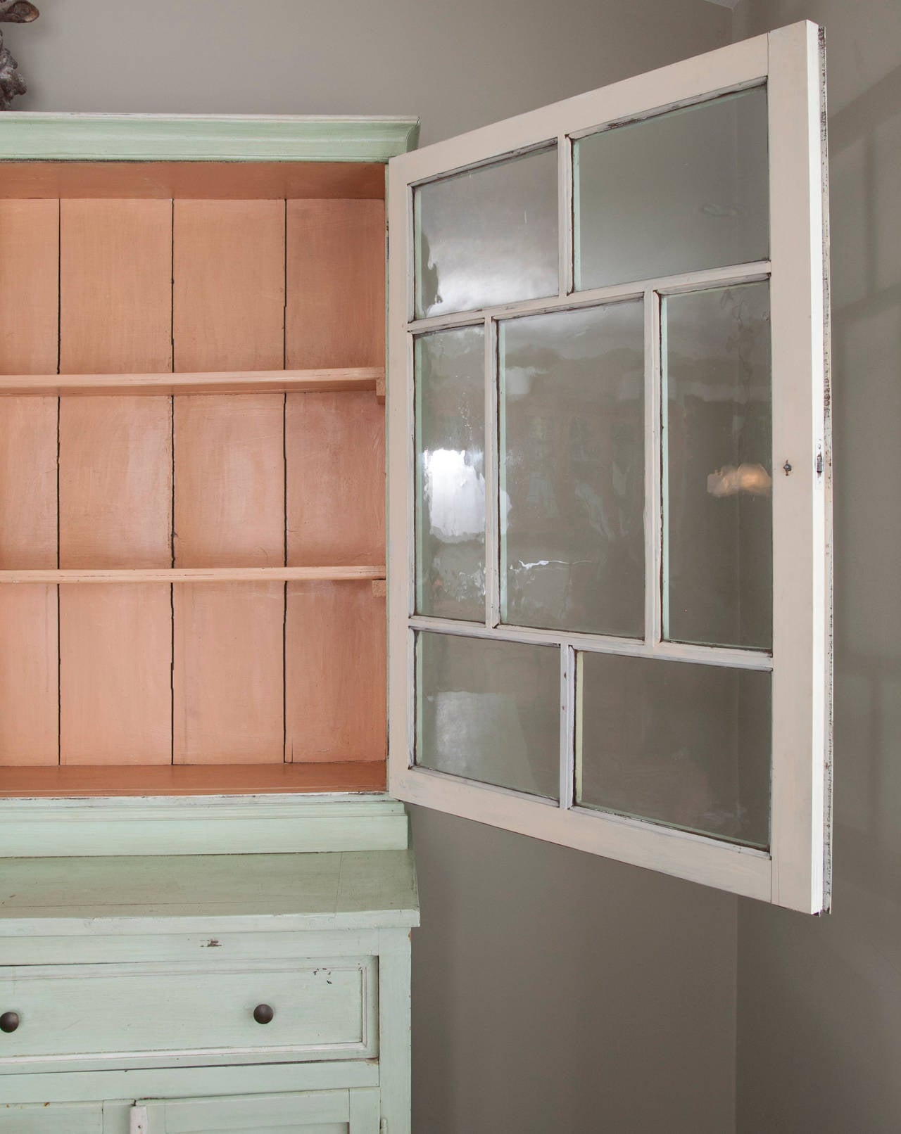 19th Century French Green Painted Cabinet For Sale 1