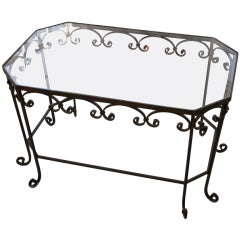 Decorative Black Iron Table with Glass Insert