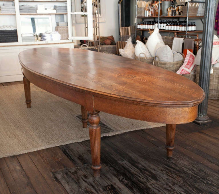 Circa 1900 Belgium Monumental "Surfboard" Oak Table