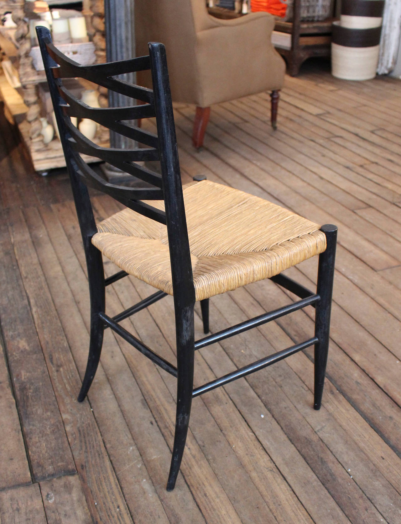 Pair of Italian Ebonized Side Chairs 1