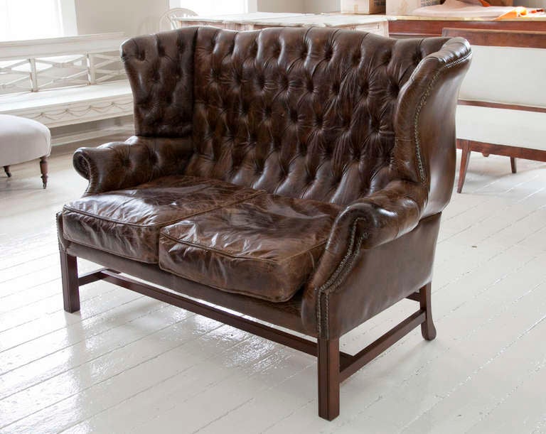 English George III Style Leather Settee
