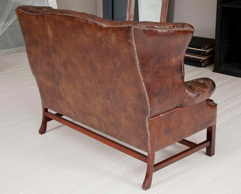George III Style Leather Settee 1
