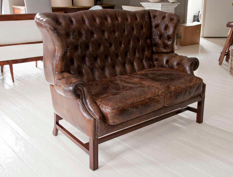 Mid-20th Century George III Style Leather Settee