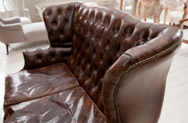 George III Style Leather Settee 5