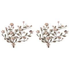 Pair of Vintage Italian Painted Tole Sconces 1
