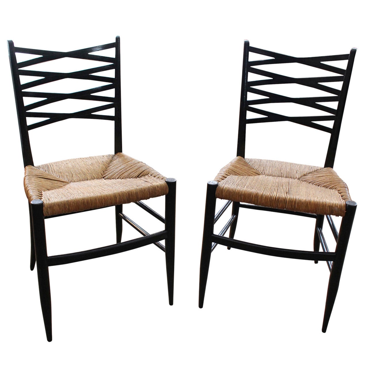 Pair of Italian Ebonized Side Chairs