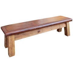 Vintage French Leather Gym Bench